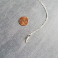 Silver Spear Necklace, small spear pendant, pewter necklace, silver pendulum necklace, spike pendant, antique silver necklace, minimalist - Constant Baubling