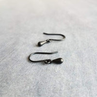 Tiny Black Drop Earrings, very small teardrop earring, dainty black earring, plain black drop earring, simple black earring, black tear drop - Constant Baubling