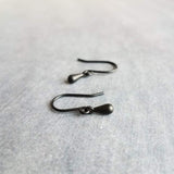 Tiny Black Drop Earrings, very small teardrop earring, dainty black earring, plain black drop earring, simple black earring, black tear drop - Constant Baubling