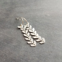 Long Silver Earrings, v shaped earrings, silver arrow earrings, chevron earrings, herringbone earrings, flexible earrings fish bone earrings - Constant Baubling