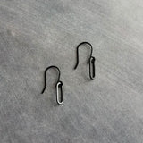 Matte Black Dangle Earrings, small black oval earrings, black oblong earring, matte black oval earrings, little matte black earrings, open - Constant Baubling