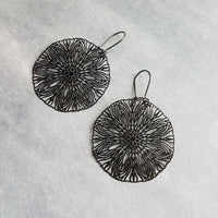 Large Black Circle Earring, round black earrings, thin earrings, double line earring, big earrings equal open circle hoop lightweight kidney - Constant Baubling