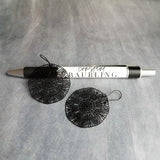 Large Black Filigree Earrings, round black earrings, thin earrings, cut out earrings, big earrings, floral earrings lightweight kidney - Constant Baubling