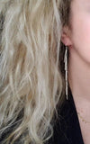 Long Silver Earrings, silver bar earring, cluster earring, fringe earring, thin narrow earring, gold stick earring shaggy earring, 4 inch - Constant Baubling