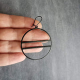Large Black Circle Earring, round black earrings, thin earrings, double line earring, big earrings equal open circle hoop lightweight kidney - Constant Baubling
