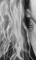 Large Black Circle Earring, round black earrings, thin earrings, double line earring, big earrings equal open circle hoop lightweight kidney - Constant Baubling