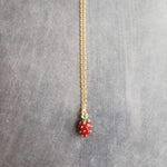 Gold Strawberry Necklace, tiny strawberry necklace, small strawberry, little strawberry, strawberry jewelry, dainty gold necklace, fruit - Constant Baubling