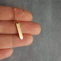 Gold Tag Earrings, minimalist earrings, dainty gold earrings, rectangular earrings, gold bar earrings, polygon earring, flag, spear earrings - Constant Baubling