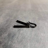 Short Black Bar Earrings, 1.3 inch small earring, minimalist, narrow black earring, thin earring, matte black earrings, flat rectangle - Constant Baubling