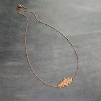 Rose Gold Oak Leaf Necklace, oak tree necklace, leaf necklace, rose gold leaf necklace, rose gold leaves, delicate rose gold necklace, pink - Constant Baubling