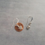 Little Silver Dangle Earring, silver pendulum earring, small ornament earring, antique silver earring, simple silver dangle earring, rustic - Constant Baubling