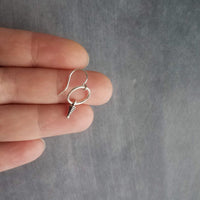 Small Silver Dangle Earrings, silver ring earring, little silver earring, antique silver, simple silver boho earring, rustic silver circle - Constant Baubling