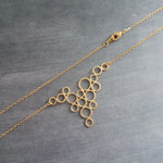 Gold Circles Necklace, gold bubbles necklace, bubble pendant, gold circles pendant connected circles necklace delicate gold chain matte gold - Constant Baubling