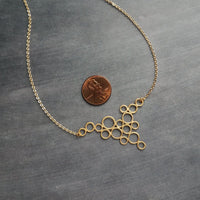 Gold Circles Necklace, gold bubbles necklace, bubble pendant, gold circles pendant connected circles necklace delicate gold chain matte gold - Constant Baubling