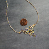 Gold Circles Necklace, gold bubbles necklace, bubble pendant, gold circles pendant connected circles necklace delicate gold chain matte gold - Constant Baubling
