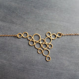 Gold Circles Necklace, gold bubbles necklace, bubble pendant, gold circles pendant connected circles necklace delicate gold chain matte gold - Constant Baubling