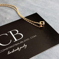 Little Gold Cube Necklace, open cube necklace, gold minimalist necklace, gold square necklace, open square pendant, 3D cube necklace, small - Constant Baubling