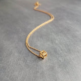 Little Gold Cube Necklace, open cube necklace, gold minimalist necklace, gold square necklace, open square pendant, 3D cube necklace, small - Constant Baubling