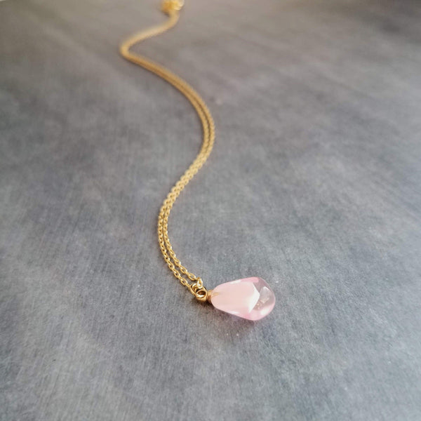 Pink Pomegranate Necklace, small light pink pendant, thin delicate chain, seed fruit necklace, fertility necklace, pomegranate seed charm - Constant Baubling