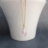Pink Pomegranate Necklace, small light pink pendant, thin delicate chain, seed fruit necklace, fertility necklace, pomegranate seed charm - Constant Baubling