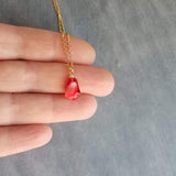 Pink Pomegranate Necklace, small light pink pendant, thin delicate chain, seed fruit necklace, fertility necklace, pomegranate seed charm - Constant Baubling