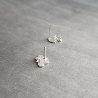 Rainy Day Earrings, tiny cloud earring, small umbrella stud, mismatched earrings, storm weather earring, sterling silver post, SILVER/GOLD - Constant Baubling