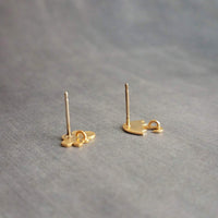 Rainy Day Earrings, tiny cloud earring, small umbrella stud, mismatched earrings, storm weather earring, sterling silver post, SILVER/GOLD - Constant Baubling
