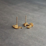 Whale Anchor Studs, tiny anchor earrings, small whale stud, nautical earring, mismatched earring, matte gold earring, sterling silver posts - Constant Baubling