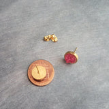 Hot Pink Gold Earrings, gold stud earrings, small round studs, fuchsia studs, fuchsia earrings, druzy studs, rough jagged stone pink studs - Constant Baubling