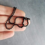 Black Ball Chain, solid black chain, black shackle clasp, black ball necklace, front clasp necklace, all black necklace, solid black chain - Constant Baubling