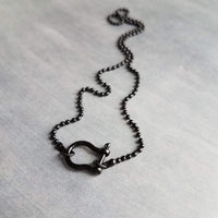 Black Ball Chain, solid black chain, black shackle clasp, black ball necklace, front clasp necklace, all black necklace, solid black chain - Constant Baubling
