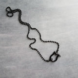 Black Ball Chain, solid black chain, black shackle clasp, black ball necklace, front clasp necklace, all black necklace, solid black chain - Constant Baubling