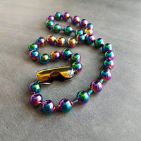 Large Ball Chain, rainbow ball chain, oil spill chain, large bead chain, ball chain choker stainless steel chain, thick chunky chain 8mm - Constant Baubling