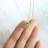 Modern Gold Necklace, blue glass pendant, spinner necklace, orb necklace, gold half circle necklace, sky blue necklace, eclipse necklace - Constant Baubling