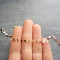 Rose Gold Disk Necklace, rose gold circles chain, coin chain, rose gold sequin necklace, connected discs, celebrity style, tiny round - Constant Baubling
