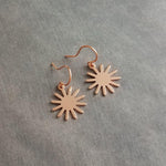 Small Copper Earrings, copper sun earring, sunshine earring, little earring, copper gear earring, sunny day earring, happy sun ray earring - Constant Baubling