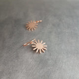 Small Copper Earrings, copper sun earring, sunshine earring, little earring, copper gear earring, sunny day earring, happy sun ray earring - Constant Baubling