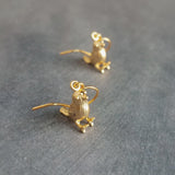 Baby Bird Earrings, tiny gold birds, gold chick earring, chick jewelry, chickadee charms, small bird dangles, spring earring, Easter gift - Constant Baubling