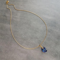 Swarovski Blue Seashell Necklace, gold chain, Bermuda blue crystal, nautilus shell pendant, gold shell necklace, crystal shell, cobalt blue - Constant Baubling