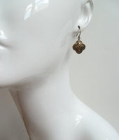 Silver Clover Earring - small clover earring, 4 leaf clover, clover jewelry, antique silver clover, clover dangle, good luck earring - Constant Baubling