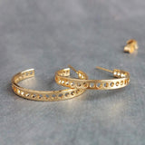 Gold Hoop Earrings, 1 inch gold hoop, holes hoop earring, industrial earrings,  1 in hoops, punched hole, cut out circles, dotted hoops - Constant Baubling