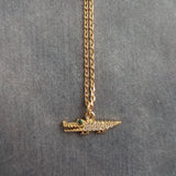 Gold Alligator Necklace, 24K gold over sterling silver pendant, cubic zirconia pendant, gator necklace crocodile necklace gold croc necklace - Constant Baubling