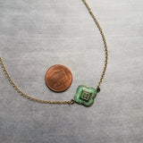Copper Clover Necklace, little clover pendant, antique copper chain, 4 leaf clover necklace, rustic copper necklace, oxidized copper, luck - Constant Baubling