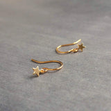 Minimalist Star Earrings, tiny gold star earring, gold star dangle earring, small gold star earrings, mini star earring wishing star earring - Constant Baubling