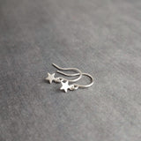 Tiny Silver Star Earrings, small star dangle, matte silver earring, silver minimalist earring rhodium star earring plain silver star earring - Constant Baubling