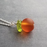 Orange Necklace, orange fruit pendant, fruit necklace, citrus fruit jewelry, silver orange necklace, small orange pendant glass orange charm - Constant Baubling