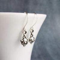 Little Silver Dangle Earring, silver pendulum earring, small ornament earring, antique silver earring, simple silver dangle earring, rustic - Constant Baubling