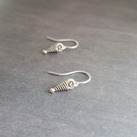 Small Silver Dangle Earrings, silver ring earring, little silver earring, antique silver, simple silver boho earring, rustic silver circle - Constant Baubling