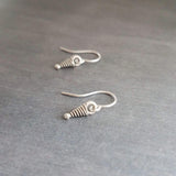 Small Silver Dangle Earrings, silver ring earring, little silver earring, antique silver, simple silver boho earring, rustic silver circle - Constant Baubling