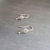 Tiny Silver Cone Earrings, silver spiral earring, small silver earring, antique silver earring, simple silver dangle earring, rustic silver - Constant Baubling